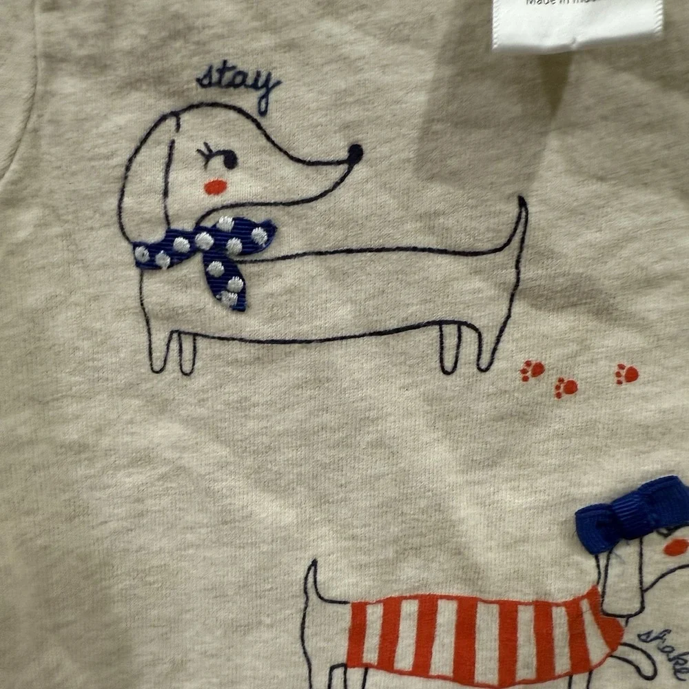 Gymboree Baby Girls 12-18 Months Puppy Tricks Graphic Long Sleeve T-Shirt Beige
